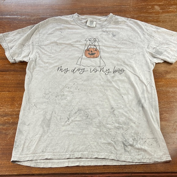 Comfort Colors Other - Comfort Colors My Dog is My Boo Light Gray Halloween Dog Ghost Tee T-Shirt Large